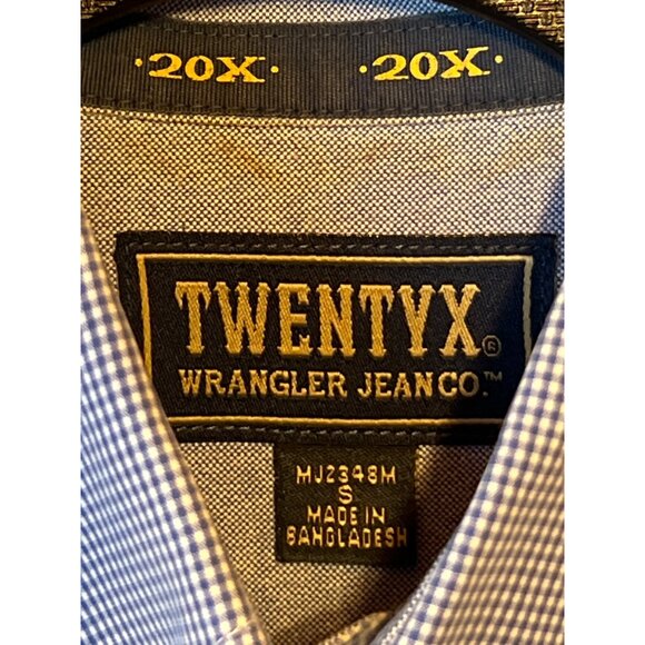 Mens TWENTYX By Wrangler Jean Co Blue Gingham Button-Up Shirt S - Picture 8 of 10